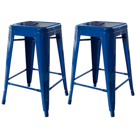 Amerihome Loft Blue 24" Metal Bar Stool, PK2 BS24BLUE